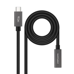 Cable Prolongador USB-C 3.2 Gen2x2 20Gbps 3A  4K/60Hz  USB-C/M-USB-C/H  Negro  2 m