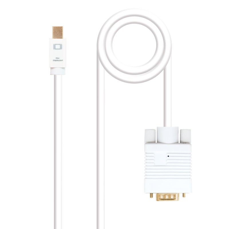 Cable conversor Mini DP a VGA  Mini DP/M - VGA/M  Blanco  3.0 M