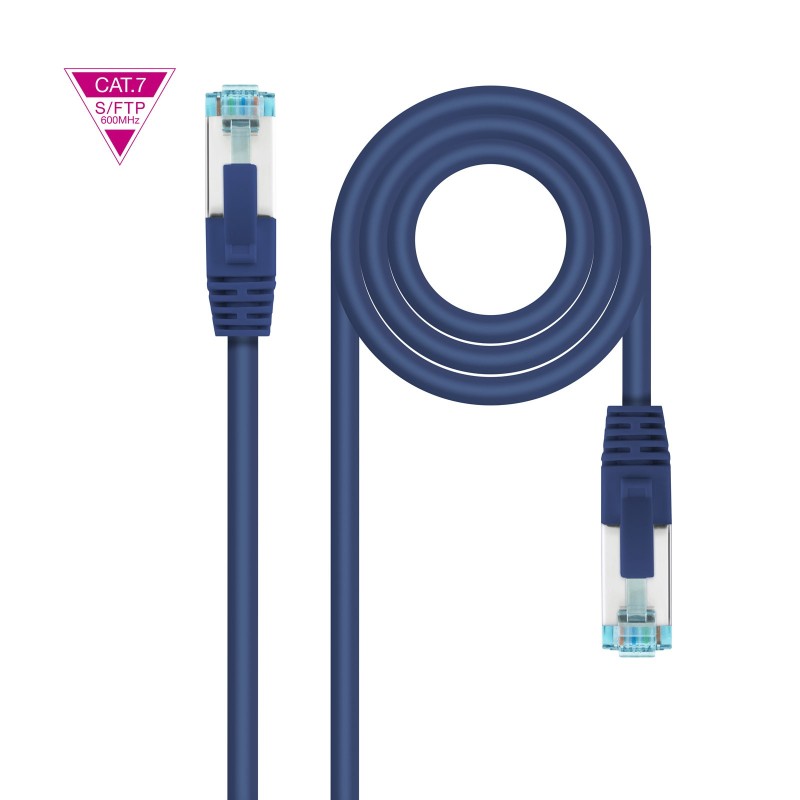 Cable de Red Cat.7 600MHZ LSZH SFTP PIMF AWG26  Azul  25 cm