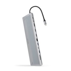 HUB USB-C 12 en 1  Conversor USB-C 3.1 a 3xUSB-A 3.0 + USB-C 3.0 + USB-C PD 100W + 2xHDMI 4K60Hz + DP 4K60Hz + RJ45 1Gbps + S