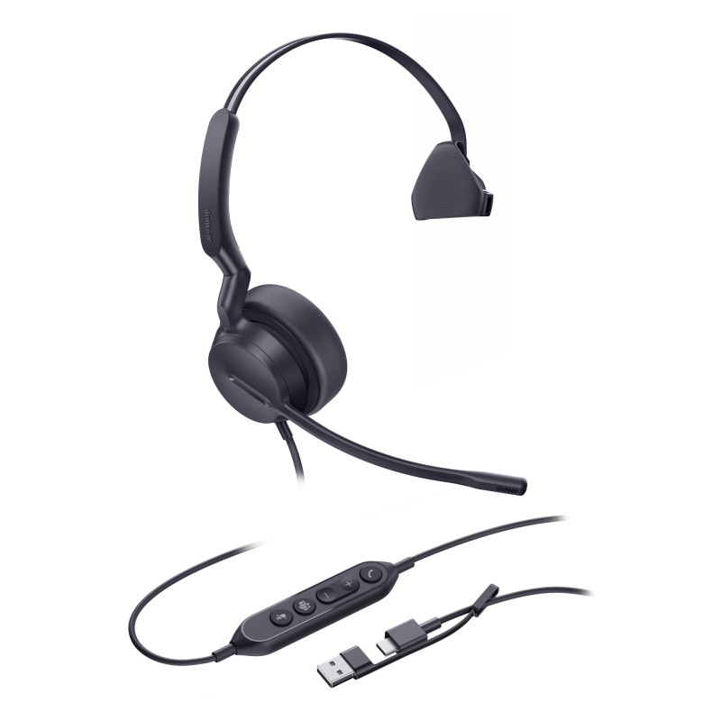 UH42 Mono Teams USB-C/A Auriculares Alámbrico Diadema Oficina/Centro de llamadas USB Type-C / USB Type-A Negro