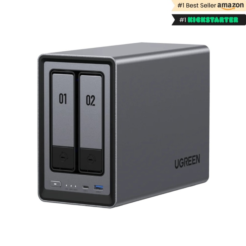 NASync DXP2800 NAS System 2-Bay Compacto Intel® N N100 8 GB DDR5 0 TB UGOS Pro Negro