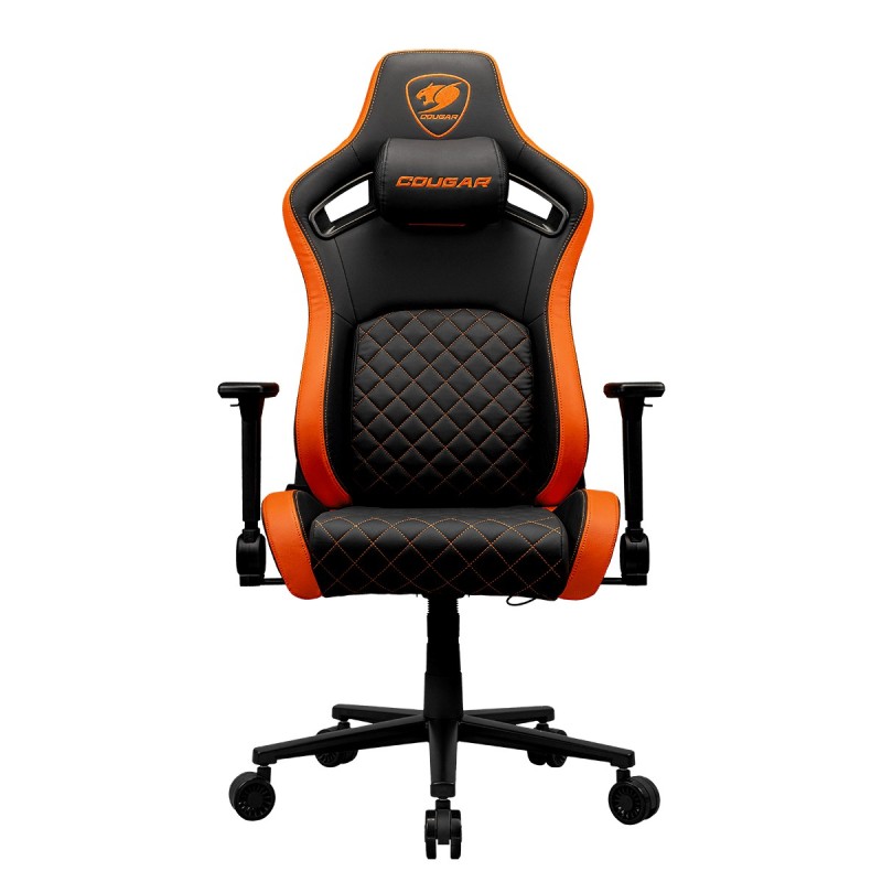 CGR-DFL Silla para videojuegos de PC Asiento acolchado tapizado Negro  Naranja