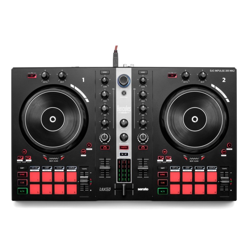 INPULSE 300 MK2 Controladora con opción de realizar scratch utilizando discos de vinilo Negro  Rojo