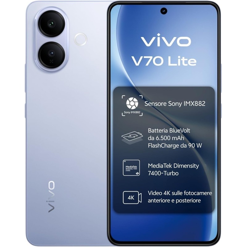 V70 Lite 5G 17 2 cm (6.77") Android 16.0 USB Tipo C 6 GB 256 GB 6500 mAh Azul