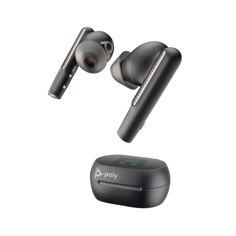 Intrauriculares Poly Voyager Free 60+ UC M color Negro Carbono +Adaptador USB-C BT700 +Estuche de carga con pantalla táctil