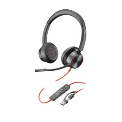 Auriculares estéreo Poly Blackwire 8225 USB-C + Adaptador USB-C/A