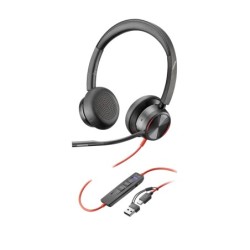 Auriculares estéreo Poly Blackwire 8225 con certificación Microsoft Teams USB-C + Adaptador USB-C/A