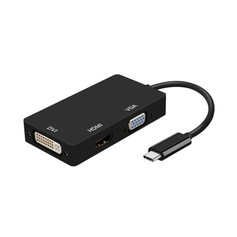 Conversor USB-C A DVI/HDMI/VGA  USB-C/M-DVI/H-HDMI/H-VGA/H  Negro  15cm