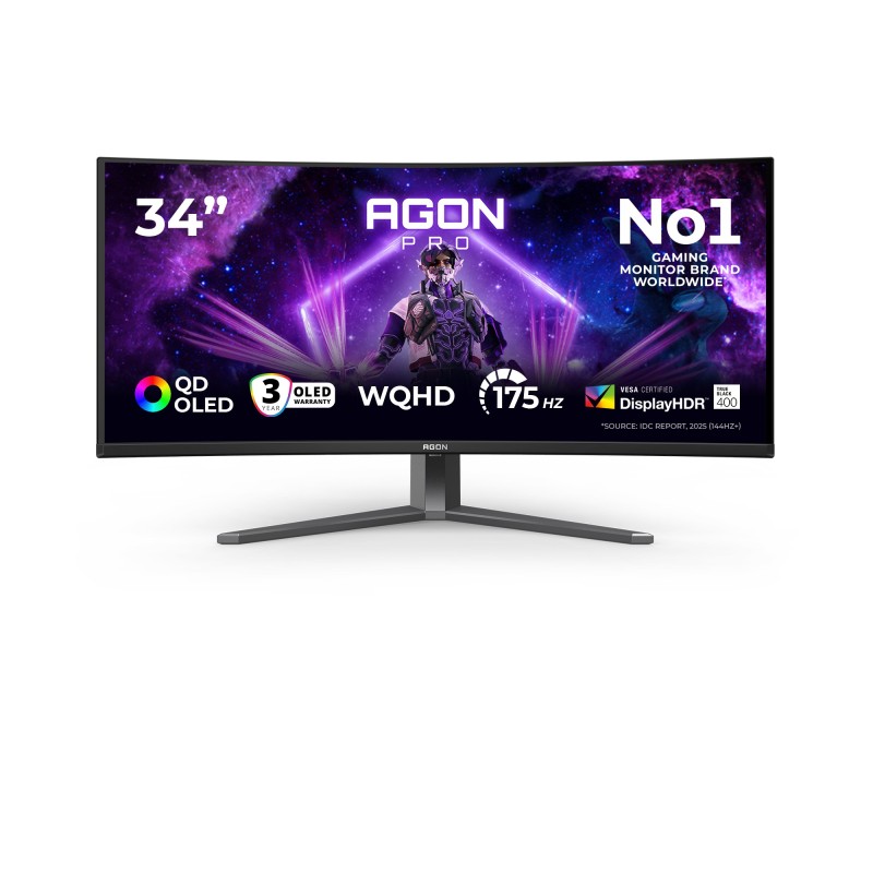 AGON PRO AG346UCD pantalla para PC 86 4 cm (34") 3440 x 1440 Pixeles Wide Quad HD QD-OLED Negro  Gris