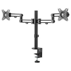 Soporte de Escritorio para 2 Monitores - Mordaza/Ojal para Escritorio - Brazo Articulado Ergonómico para Monitores de hasta 3