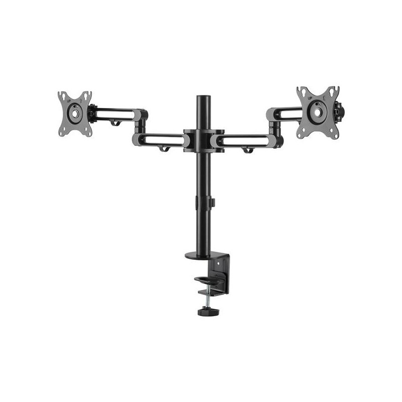 Soporte de Escritorio para 2 Monitores - Mordaza/Ojal para Escritorio - Brazo Articulado Ergonómico para Monitores de hasta 3