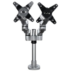 Brazo Articulado Prémium para Dos Monitores de hasta 27" (8Kg) - Soporte VESA de Altura Ajustable - Montaje Mordaza/Ojal en E