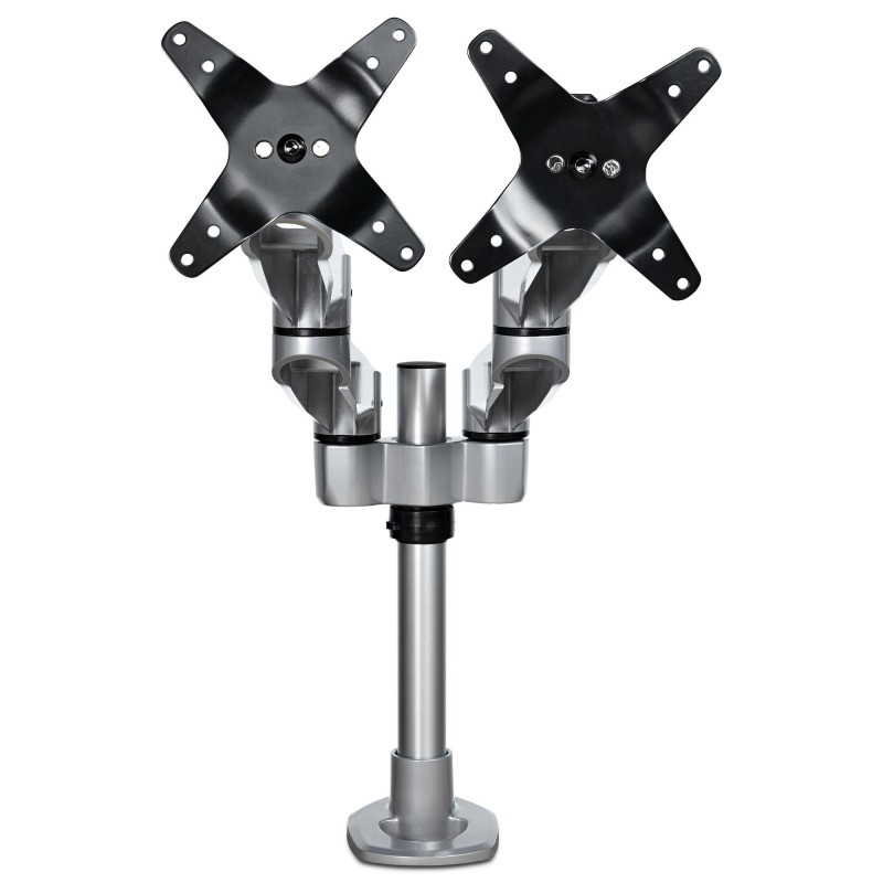Brazo Articulado Prémium para Dos Monitores de hasta 27" (8Kg) - Soporte VESA de Altura Ajustable - Montaje Mordaza/Ojal en E