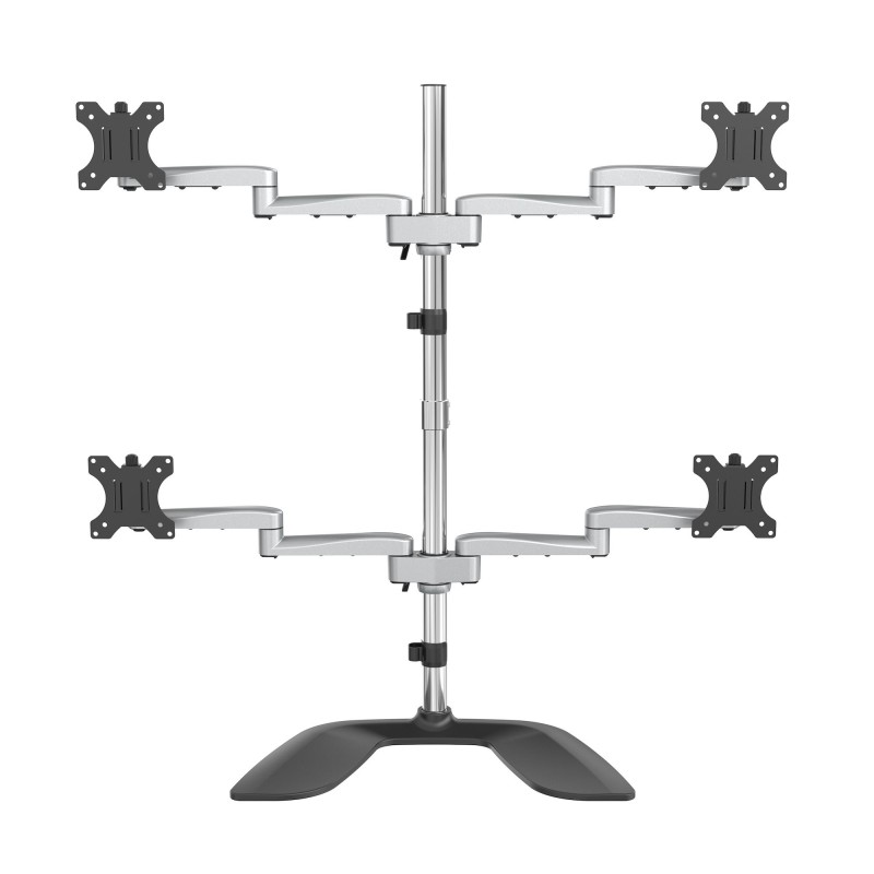 Base Soporte de Escritorio para 4 Monitores de hasta 32" (8Kg) - Articulado - En Acero y Aluminio