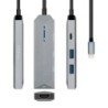 USB-C dock 4 en 1  USB-C a 1xHDMI  2xUSB  1xPD  Gris  15 cm