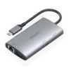 USB-C Dock 7 en 1  USB-C a 2xHDMI 4K  1xRJ45  2xUSB-A USB3.0  1xUSB-C  1xUSB-C PD100W  Gris  20cm