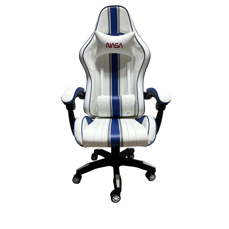 AT012BIS-WB silla para videojuegos Butaca para jugar Asiento acolchado Azul  Blanco