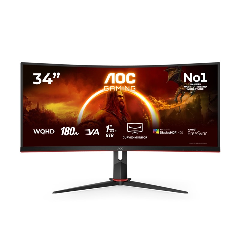G2 CU34G2XP pantalla para PC 86 4 cm (34") 3440 x 1440 Pixeles UltraWide Quad HD LED Negro  Rojo