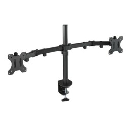 Soporte de Mesa Giratorio e Inclinable para 2 Pantallas (Monitor / TV Plasma / LCD / LED) 13” – 32”  de Dos Brazos  Negro