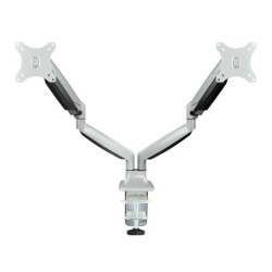 Soporte de Mesa Giratorio e Inclinable para 2 Pantallas (Monitor / TV Plasma / LCD / LED) 13” – 32”  de Dos Brazos  Plata