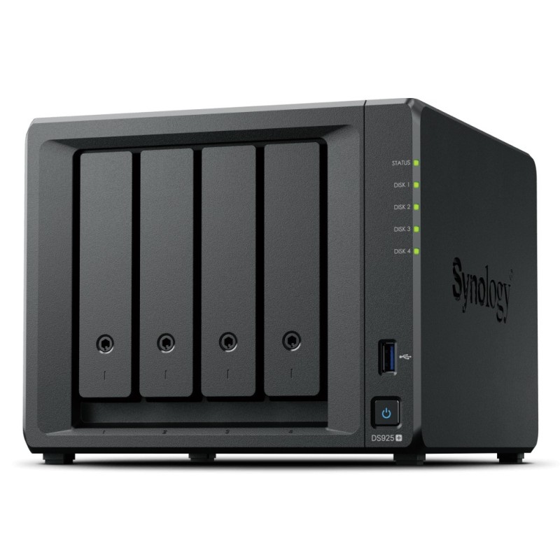 DiskStation DS925+ servidor de almacenamiento NAS Ryzen Embedded V1500B 4 GB DDR4 0 TB Negro