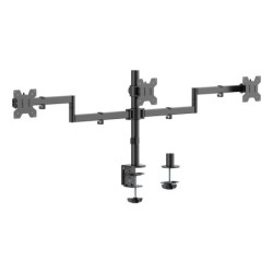 Soporte de mesa eco giratorio e inclinable para 3 monitores 10kg (3 Pivotes  2 Brazos) de 13-27  Negro