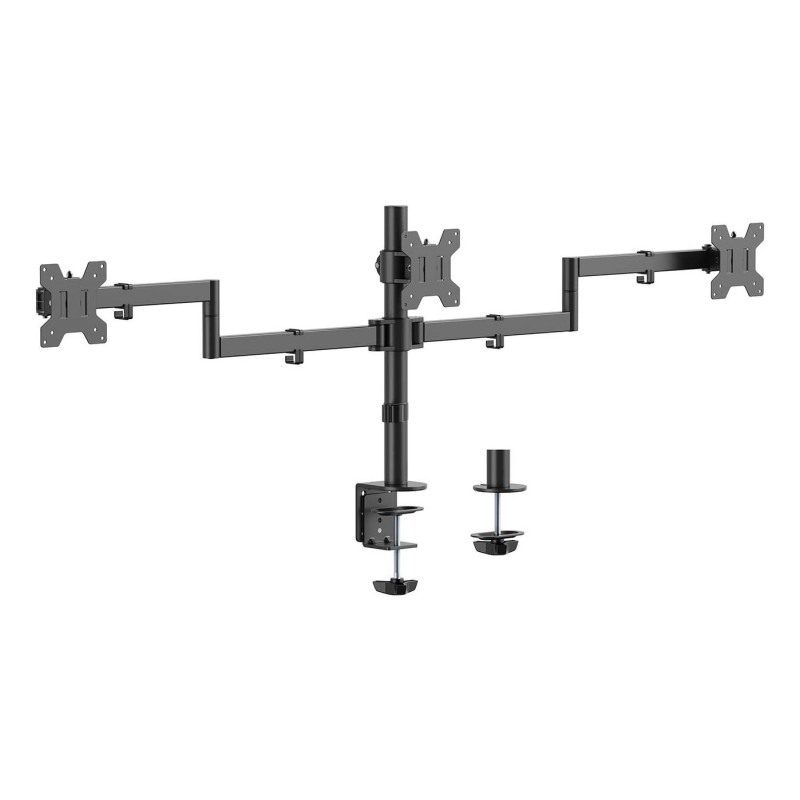 Soporte de mesa eco giratorio e inclinable para 3 monitores 10kg (3 Pivotes  2 Brazos) de 13-27  Negro