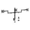 Soporte de mesa eco giratorio e inclinable para 3 monitores 10kg (3 Pivotes  2 Brazos) de 13-27  Negro