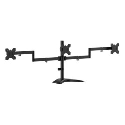 Soporte de mesa con peana eco giratorio e inclinable para 3 monitores 10kg (3 Pivotes  2 Brazos) de 13-27  Negro