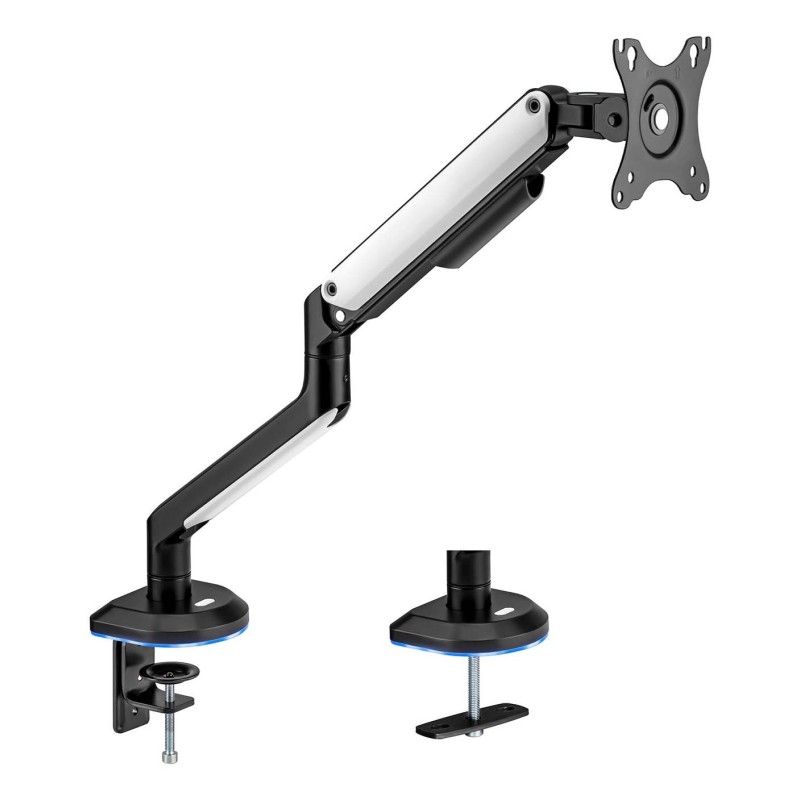 Soporte De Mesa RGB Gaming Contrapeso Giratorio E Inclinable Para Monitor/TV 9kg (3 Pivotes  1 Brazo) De 17-32  Negro-Blanco