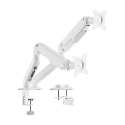 Soporte de Mesa Eco Contrapeso Giratorio e Inclinable para Monitor/TV 9kg (3 PIVOTES  2 BRAZOS) de 17-32  Blanco