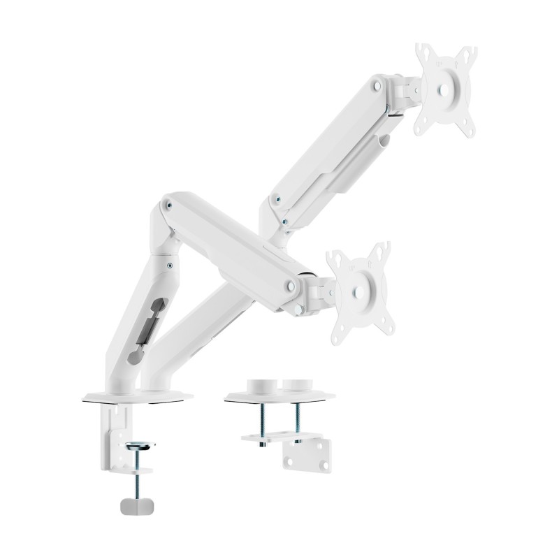 Soporte de Mesa Eco Contrapeso Giratorio e Inclinable para Monitor/TV 9kg (3 PIVOTES  2 BRAZOS) de 17-32  Blanco