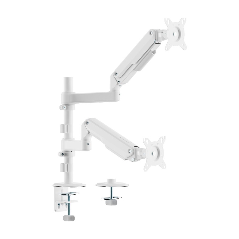 Soporte de Mesa Eco Contrapeso Giratorio e Inclinable para Monitor/TV 9kg (3 PIVOTES  2 BRAZOS) de 17-32  Blanco