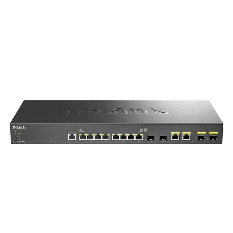 DXS-1210-12TC switch Gestionado L2/L3 10G Ethernet (100/1000/10000) 1U Negro  Plata