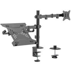 EW1519 soporte para ordenador portátil Soporte de mesa con estante para ordenador portátil y brazo para monitor Negro 39 6 cm