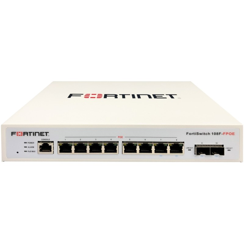 FortiSwitch 108F-FPOE Gestionado L2+ Gigabit Ethernet (10/100/1000) Energía sobre Ethernet (PoE) Blanco