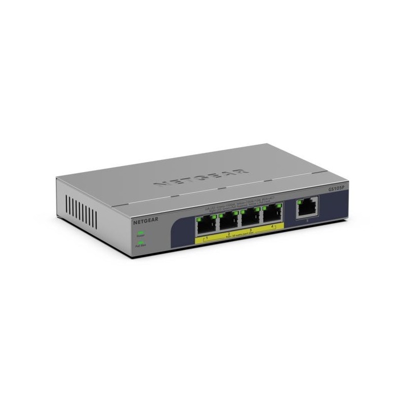 GS105P No administrado Gigabit Ethernet (10/100/1000) Energía sobre Ethernet (PoE) Montaje en pared/escritorio Gris