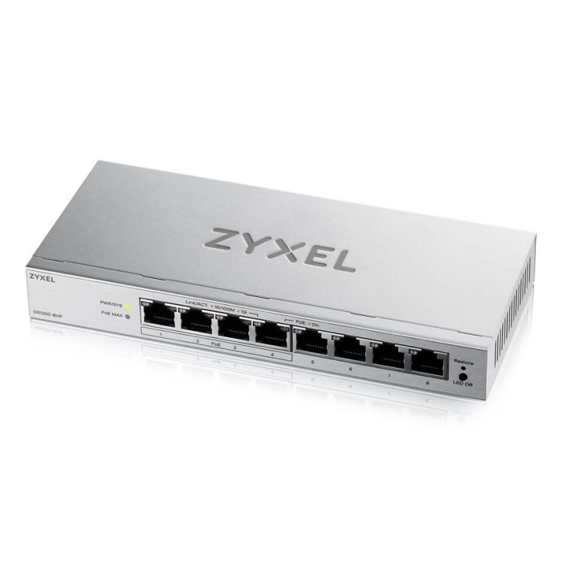 GS1200-8HPV3 Gestionado L2 Gigabit Ethernet (10/100/1000) Energía sobre Ethernet (PoE) Escritorio Gris