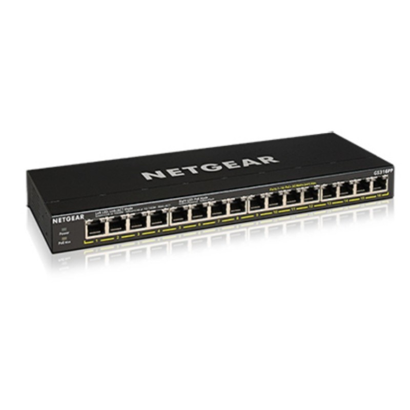 GS316PP No administrado Gigabit Ethernet (10/100/1000) Energía sobre Ethernet (PoE) Negro