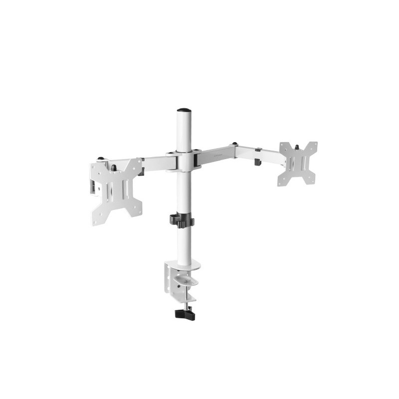 MARM2 Blanco  Soporte de Monitor Dual de Brazo para Pantallas Hasta 27”  Articulado y Regulable en Altura  Estructura Robusta