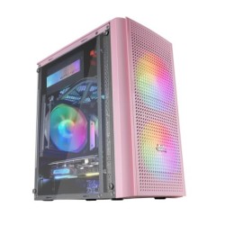 MC300P Rosa  Caja PC Micro ATX  Cristal Templado  Frontal MESH  3xVentilador FRGB