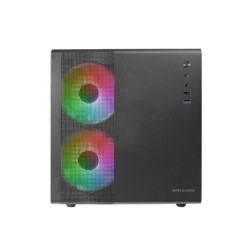 MC-400 Negro  Caja Gaming Compacta Micro-ATX  Ventana Lateral Completa Cristal Templado  3x Ventiladores FRGB 120mm  Panel La