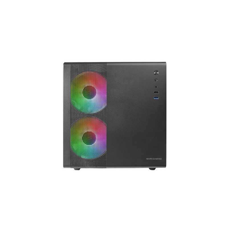 MC-400 Negro  Caja Gaming Compacta Micro-ATX  Ventana Lateral Completa Cristal Templado  3x Ventiladores FRGB 120mm  Panel La