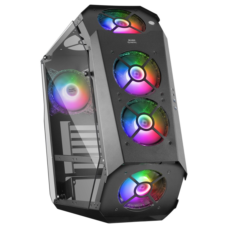 MC51  Caja PC Gaming ATX  Doble Cristal Templado  5x Ventilador RGB 12cm  Negro