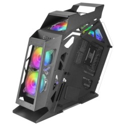 MC61  Caja PC Gaming Compacta Micro-ATX  4 Ventiladores 12cm  ARGB Chroma  Doble Ventana Cristal Templado  Negro