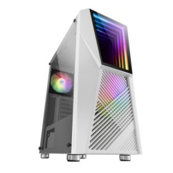 MC777W  Caja PC Gaming  Infinity Mirror ARGB  Cristal Templado  2xVentilador Chroma ARGB  Blanco