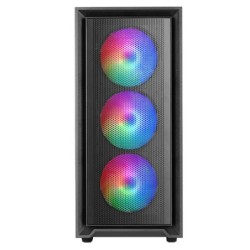 MC-AIR  Caja Gaming ATX  4x Ventiladores FRGB Rainbow 120mm  Panel Frontal Mesh  Ventana Lateral Completa Cristal Templado  S