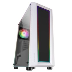 MC-ART Blanco  Caja PC Gaming ATX  Doble Cristal Templado Dibujable  ARGB 12 Modos  Ventilador 12 cm