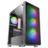 MC-F  Semitorre Gaming ATX  Ventana Completa Cristal Templado  Frontal Metal-Mesh  4X Ventiladores ARGB 120mm  Negro